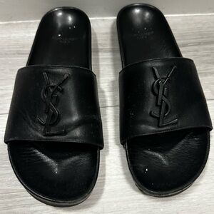 Yves Saint Laurent Black Slide Sandals